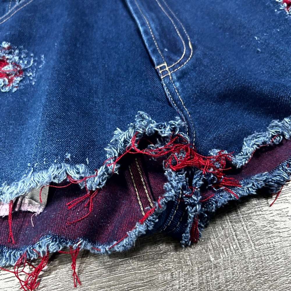 Tommy Hilfiger Cut-Out Shorts Women's 32/32 Blue Denim Distressed Beach Outdoor - Picture 7 of 8